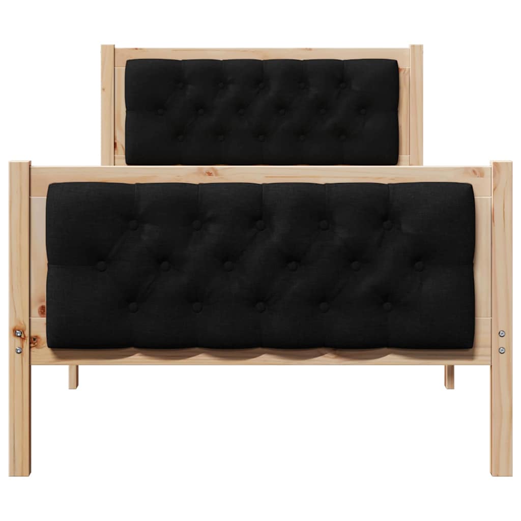 Bed Frame with Headboard Black 90 x 190 cm Solid Pine Wood